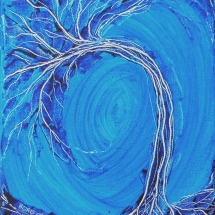 Boris Pecigoš, Tri drveta - Plavo, akril na platnu, 30 x 25 cm